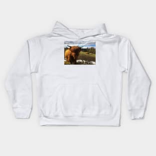 Scottish Highland Cattle Calf 1986 Kids Hoodie